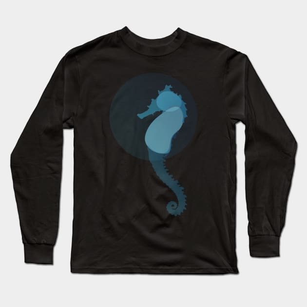 Ocean life- Seahorse blue silhouette print Long Sleeve T-Shirt by mult1pl4y